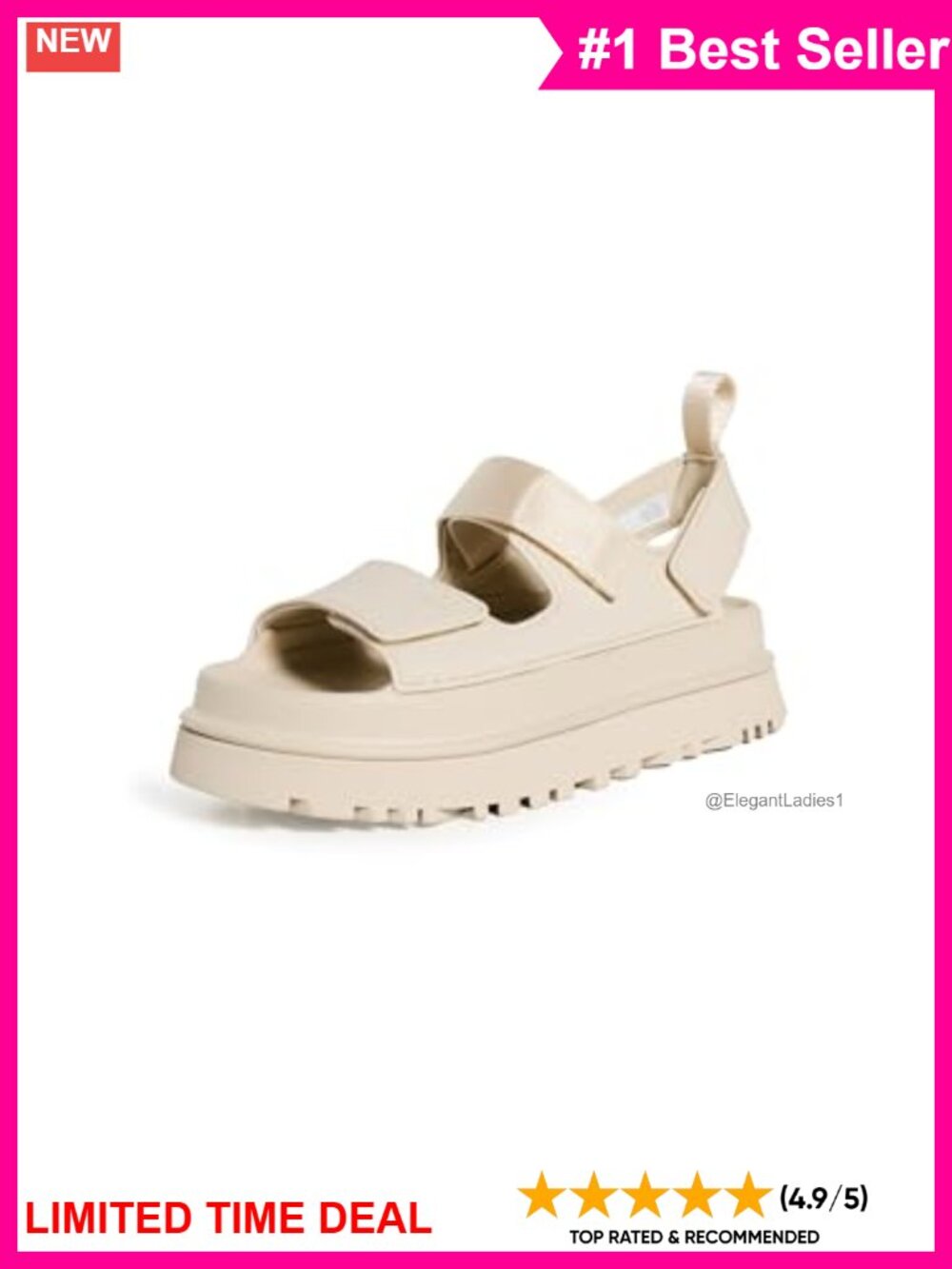 Platform Slingback Sandals Hook & Loop Cushioned Water Repellent